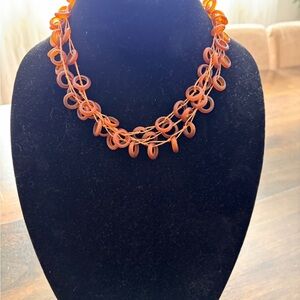 Snazzy Hand Knotted Tortoise Shell Loop Necklace